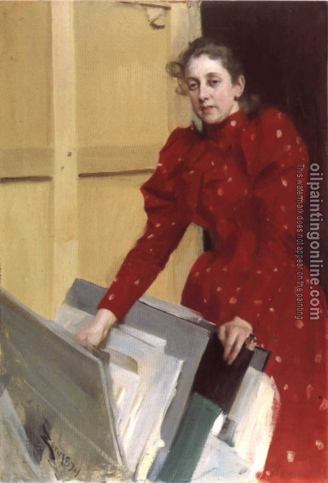 Zorn, Anders - Portrait of Emma Zorn in the Paris studio